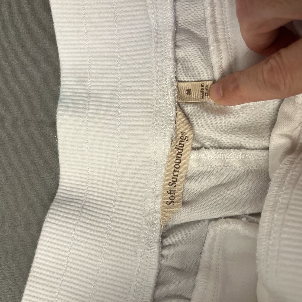 Soft Surroundings Medina Pants Medium Elastic Waist Roll Tab Ankle White Utility - Picture 9 of 13